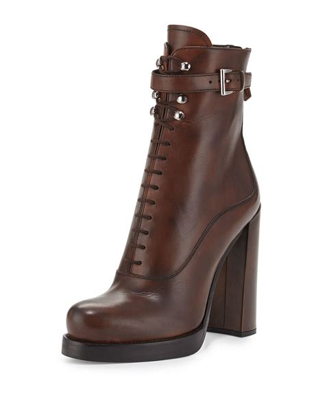 prada lace up leather ankle boots|prada genuine leather boots.